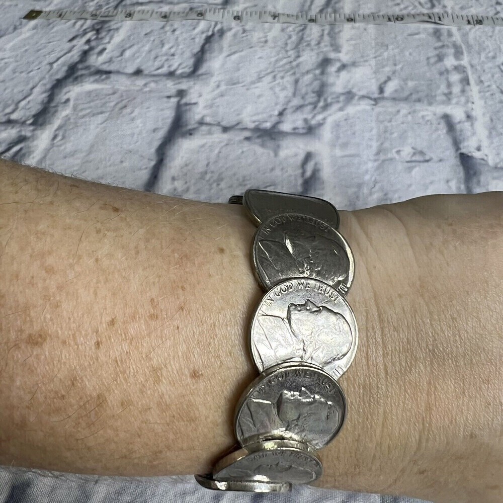 Handmade Artisan Coin Cuff Bracelet - Picture 3 of 10